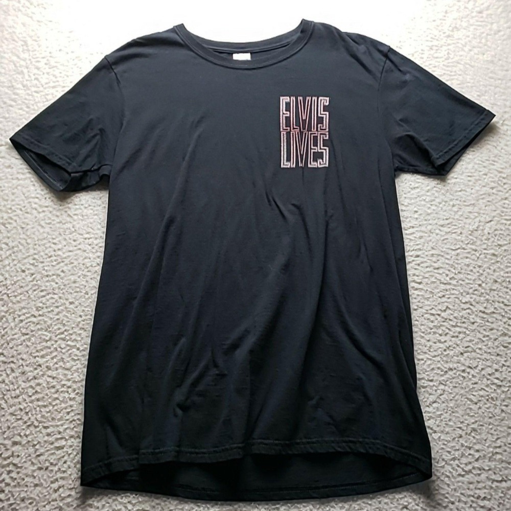 Gildan Shirt Mens Large Black Elvis Lives Tribute Artist Event Graphic Tee
